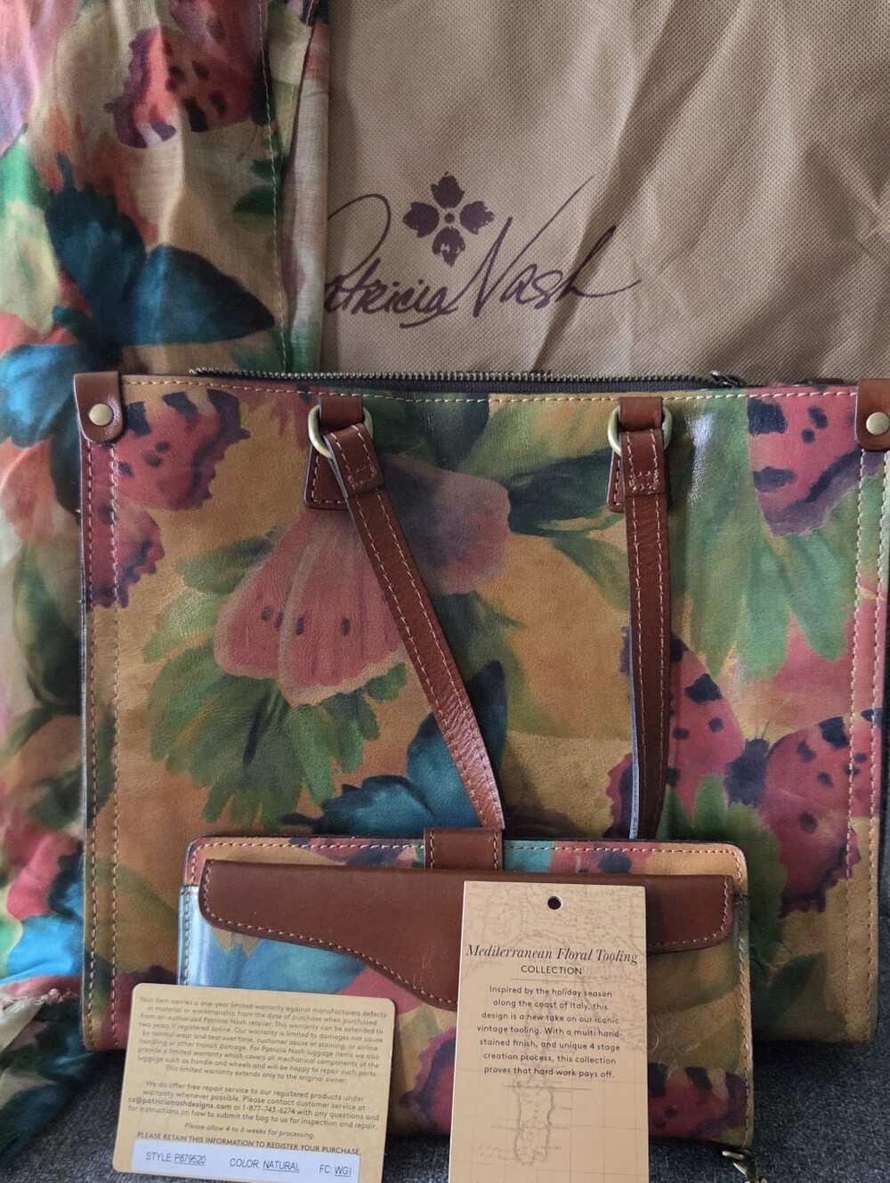 Patricia Nash Multicolor Floral Tote with Matching Wallet - Multicolor